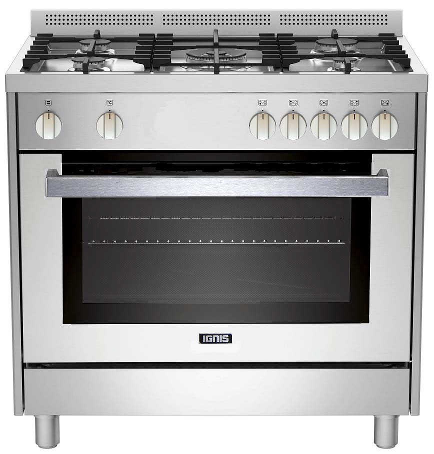 Cooker IGNIS 5Gas + Oven Elec Inox 90x60 cm