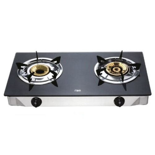 Gas Stove MIKA Table Top, Glass Top, Double Burner, Black MGS7102