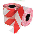 Warning tape red-white 300M