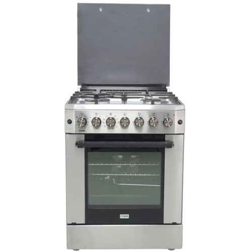 Cooker MIKA 60x60, 4Gas, Button Ignition, Electric Oven, Rotisserie, Half Inox