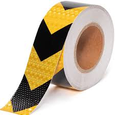 Black and Yellow Reflective Hazard Safety Warning Tape