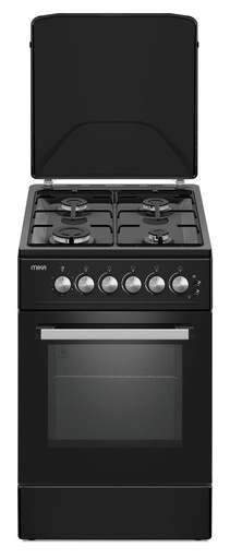 [MST5060U13EBL] Cooker MIKA, 50x60, 4 Gas Pipe Burners, Button Ignition, Gas Oven 1 Burner, Full Black
