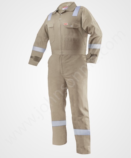 [240GRM] Coverall Polycotton with reflective tape beige