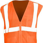 [SJ4LINE PVC W] High Visibility Safety Vest Orange Polyester PVC White 120GSM