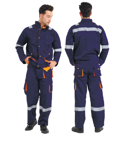 [EUPS240-NB] Jacket & Trouser AMERICAN SAFETY NAVY BLUE + ORANGE